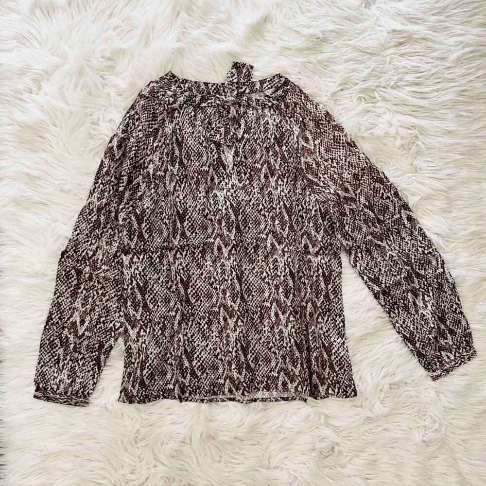 Anthropologie Bl-nk London Python Snake Print Soft Blouse Size L NEW Soft Exotic